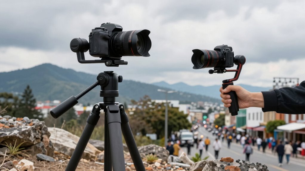 tripods stabilize gimbals move